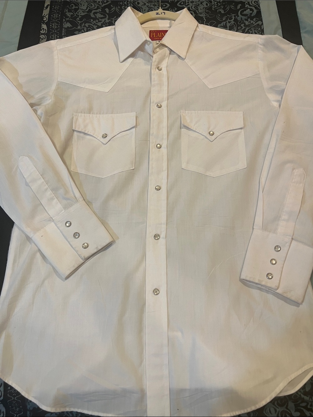 ELY PLAINS CLASSIC Plain White Western Pearl Snap Dress Shirt - Men